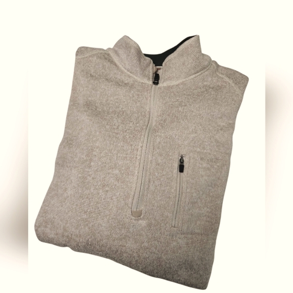 Woolrich Mens Pullover Quarter Zip Beige Outdoor Hiking Sweater XL - Picture 4 of 5